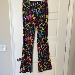 Alice + Olivia Vibrant Butterfly Print Flared Pants